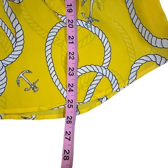 Cabi ~ Womens Nautical Yellow Sheer Blouse ~ side zip closure ~ tie front ~ sz S - Picture 11 of 12